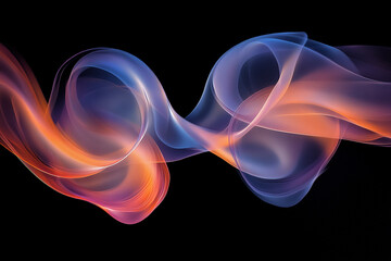 Abstract swirling colors flowing design on black background