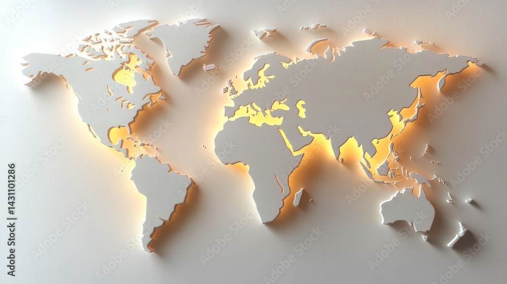 Poster global map illuminated from within