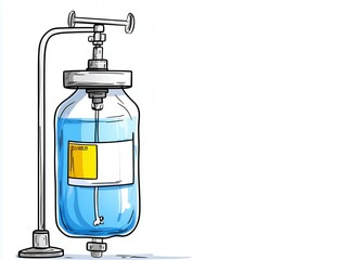 Medical Iv Drip with Transparent Solution Bottle Illustration Isolated on White