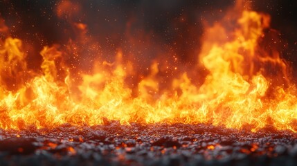 Inferno: A Fiery Wall of Embers and Flames