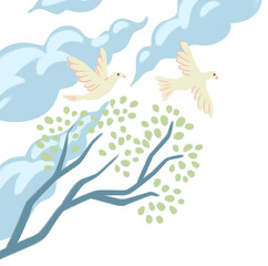 Birds in the Sky in a Corner