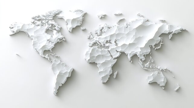 Fototapeta 3D White Relief World Map