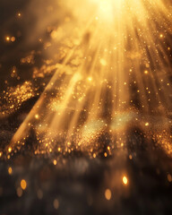 Elegant golden glowing rays with sparkles and mist, radiant spiritual energy, cinematic lighting, ethereal background, ultra detailed