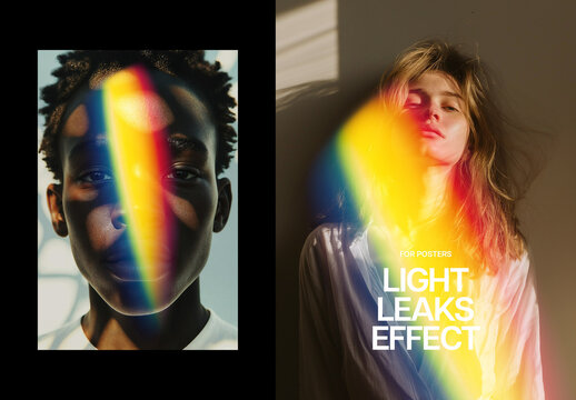 Light Leaks Overlay Poster Effect Mockup