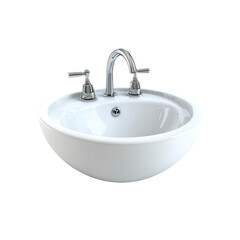 Fototapeta premium Modern White Vessel Sink with Chrome Faucet - Bathroom Interior Design Element