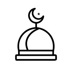 Minimal mosque dome icon with crescent on top and arched base.