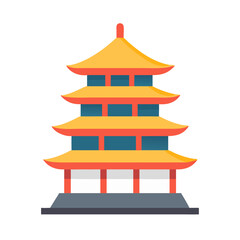 Flat icon of a traditional Japanese pagoda with tiered roof layers.