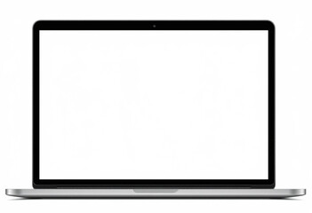 Realistic laptop mockup with blank screen isolated on white background, perspective laptop mock up.