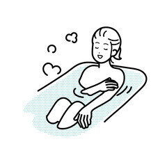お風呂でリラックスする女性のイラスト
