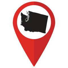 Washington state map. Map of Washington state on map pinpoint in red color