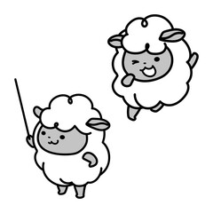 教えてくれる羊のイラストセット
