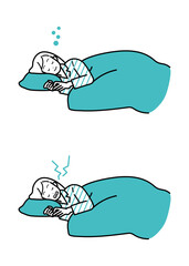 睡眠　睡眠障害　ライフスタイル　女性イラストセット
