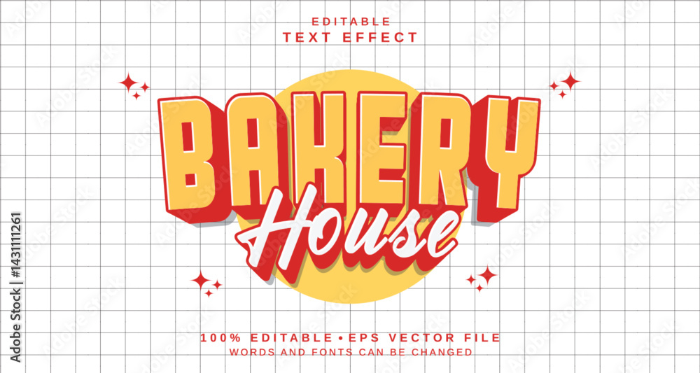 Poster editable text style effect - bakery house text style theme.