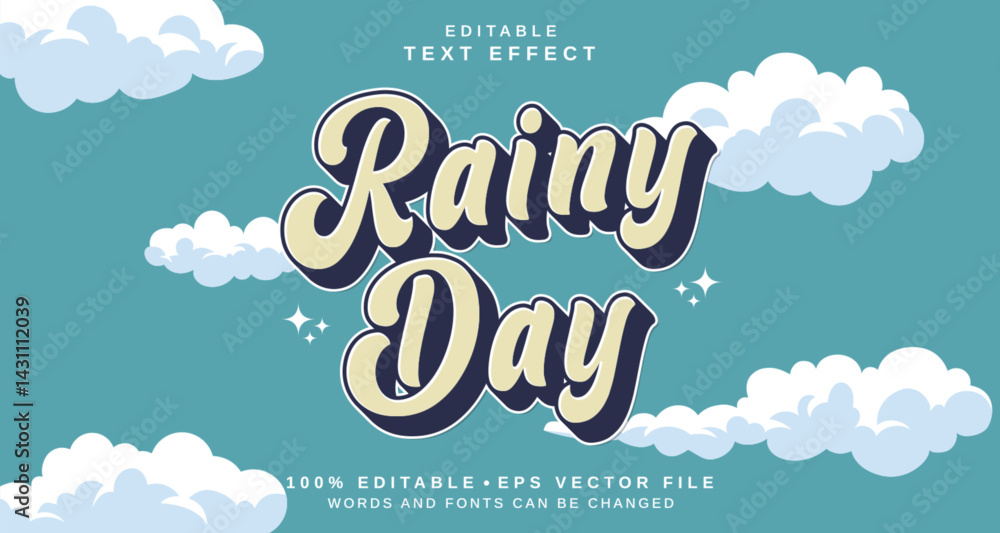 Poster editable text style effect - rainy day text style theme.