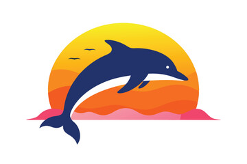 Obraz premium a-dolphin-jumping-out-of-the-water-against-a-vibra.eps