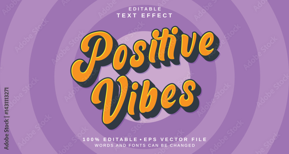 Poster editable text style effect - positive vibes text style theme.