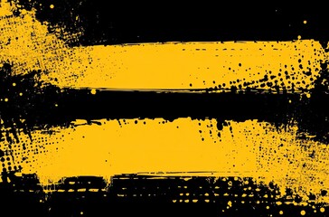 Grungy Backdrop with Yellow Paint Splatter and Black Horizontal Stripe Texture