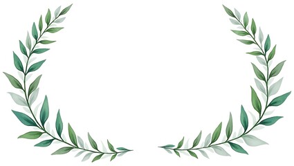 Elegant watercolor wreath of green leaves perfect for invitations or nature themed designs Soft hues