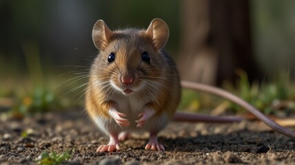 Cute Mouse on Dirt,  Natural Setting, Focus on Face, For Animal Lovers