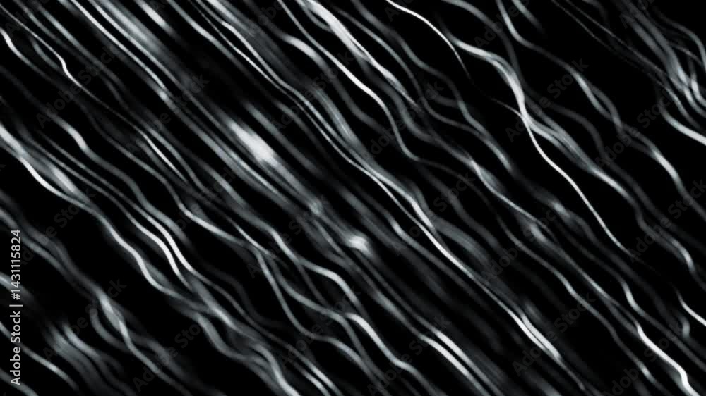 Poster abstract wave stripes on dark background. animation of soft curved lines. seamless loop.