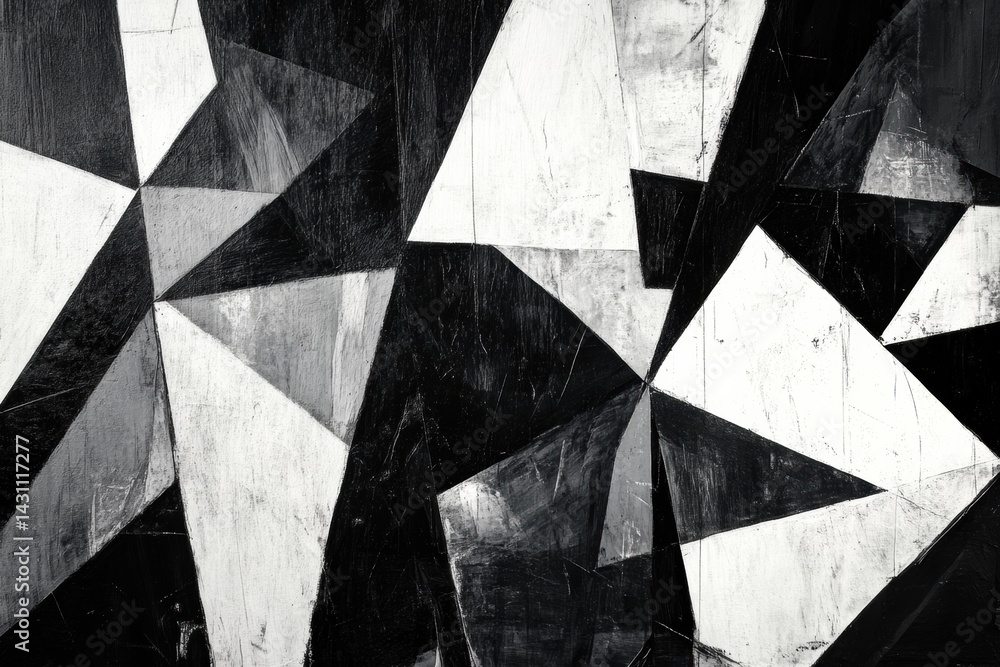Poster exploration of cubist forms through monochrome geometric shapes and contrasting textures generative 