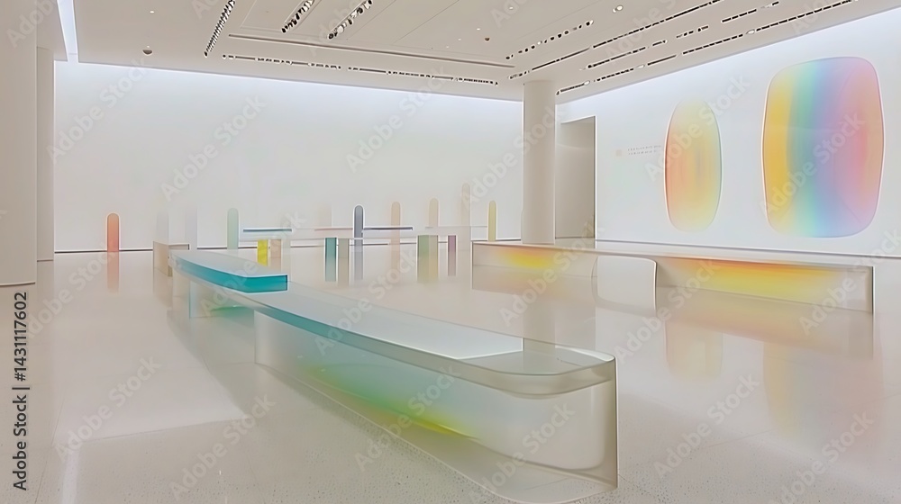 Poster chromatic minimalism: a spectrum of light and form in architectural harmony