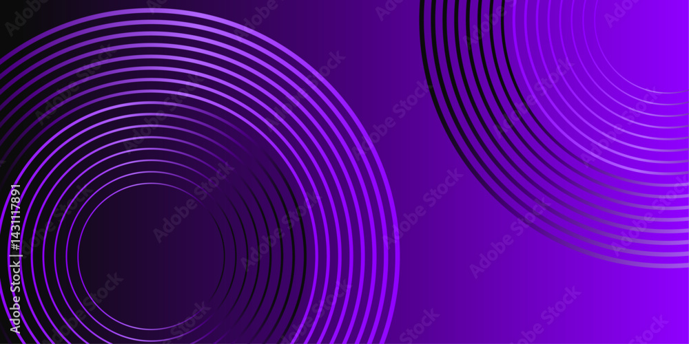 Fototapete Abstract circle line pattern spin purple light isolated on vibrant gradient background in the concept of music, technology, digital	