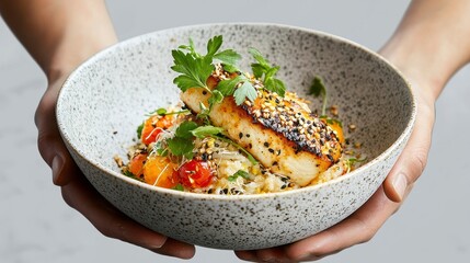 Grilled Fish with Fresh Vegetables and Herbs