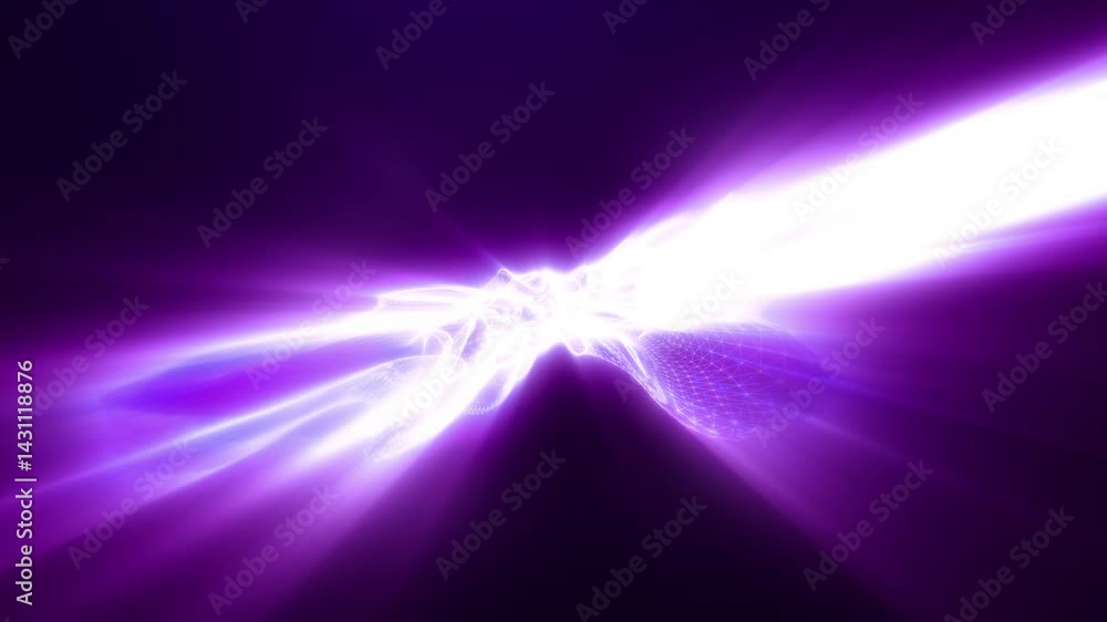 Poster abstract digital dynamic particle waves with motion light background, energy beams of light 4k. vide