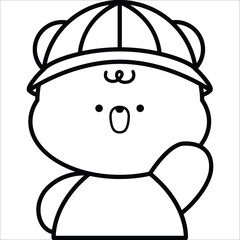a vector of a cute bear in black and white coloring