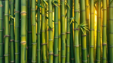 Fototapeta premium Bamboo Forest Grove with Sunlight Filtering Through