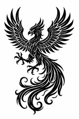 Obraz premium Phoenix Tattoo Concept, Tattoo of phoenix rising from the ashes 