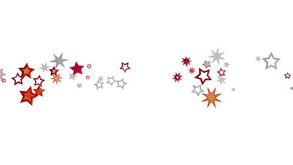 Holiday background with red, silver, and orange stars. Perfect for festive designs.