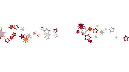 Festive background with scattered stars in red, silver, and orange. Perfect for celebrations and holidays.