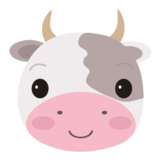 funny flat design face cow