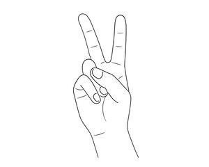 線画の手イラスト素材・ピーズサイン
