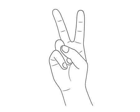 recommend clip art: 線画の手イラスト素材・ピーズサイン
                    