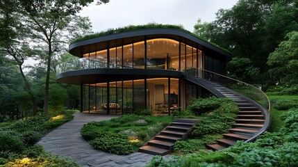 Fototapeta premium a house with a spiral staircase