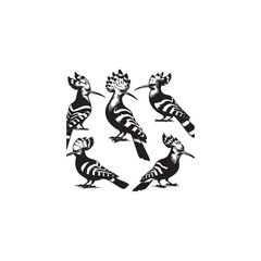 Hoopoe silhouette vector art illustration.