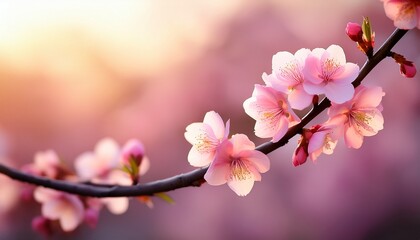 delicate pink blossoms on slender branch