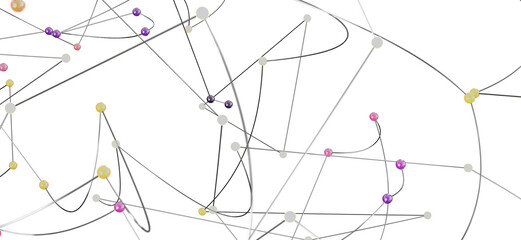 Colorful nodes and lines representing connections and networks. Ideal for technology, communication, and data visualizat