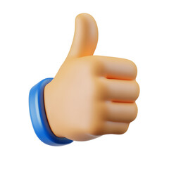 3d rendering of happy thumbs up gesture icon for app interface marketing and customer engagement visuals