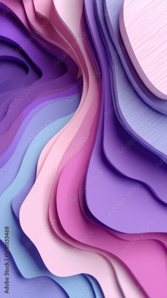 Poster abstract pastel layers in gentle curves creating a serene and modern background for graphic design p