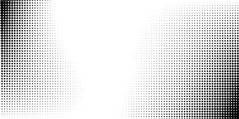 Grunge halftone gradient background. Faded grit noise texture. White and black sand wallpaper. Retro pixelated backdrop. Anime or manga style comic overlay. Vector graphic design textured template