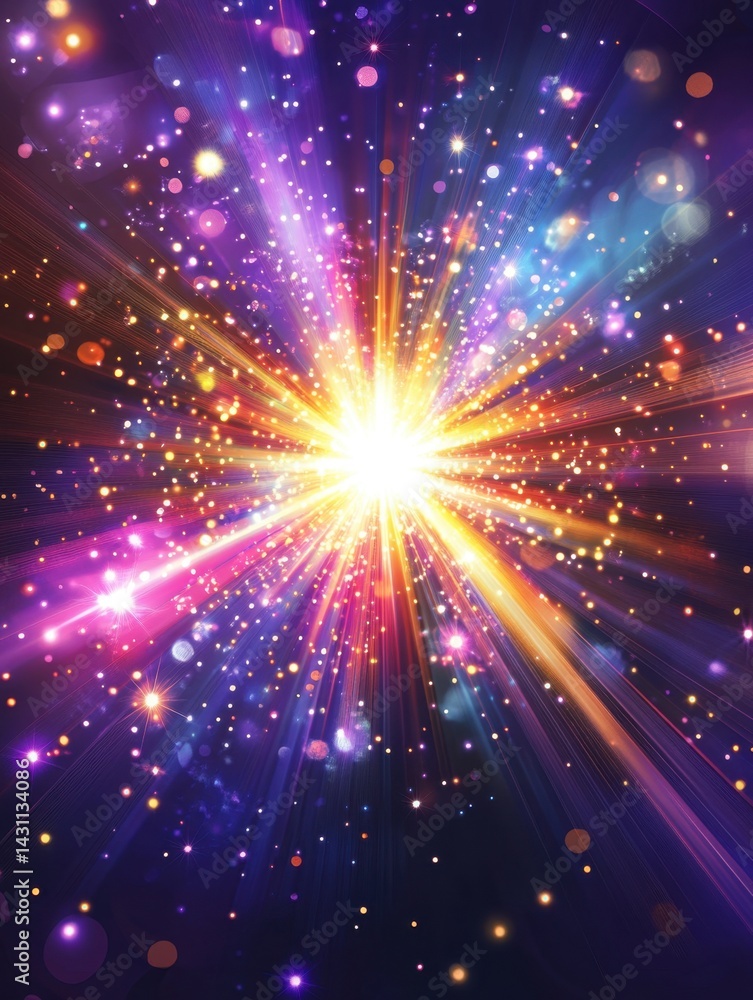 Aufkleber radiant burst of light and color in a mesmerizing cosmic explosion with vibrant hues and shining par