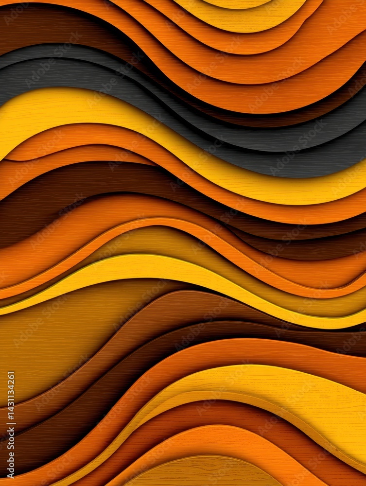 Poster abstract layered wavy background with warm autumnal colors creating a dynamic and modern pattern ide