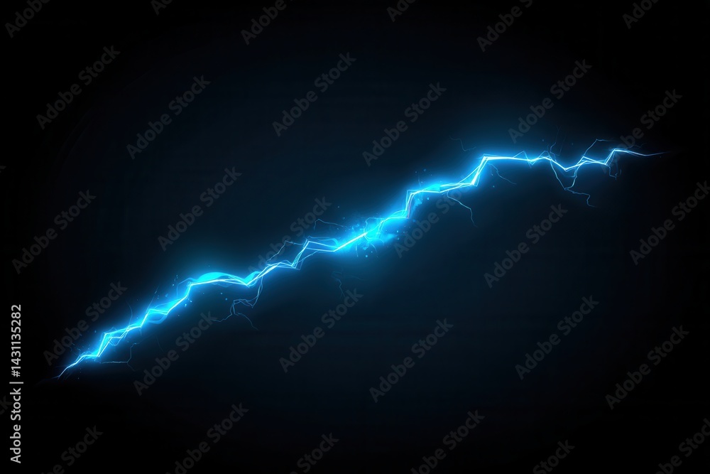Aufkleber electric blue lightning bolt striking across a dark background creating a dramatic and powerful visu