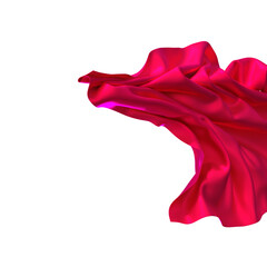 Fototapeta premium A rich rust colored fabric A splash of vibrant red silk against a white background The fabric flows and dances in the airdrapes gracefully showcasing its elegant texture