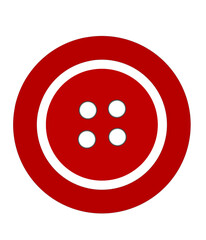 Cartoon illustration of a red shirt button in a flat design.