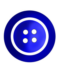 Cartoon illustration of a blue shirt button in a flat design.